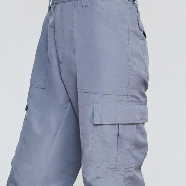Pantalón Cargo Poplin Cintura Elasticada Gris - Imagen 5