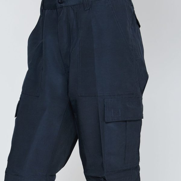 Pantalón Cargo Poplin Cintura Elasticada Azul - Imagen 4