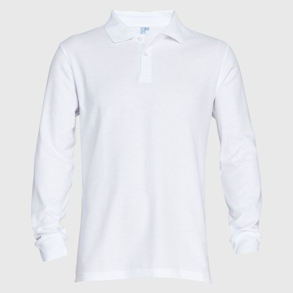 Polera Pique T/C Ml Hombre Blanco