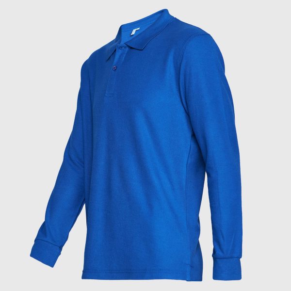 Polera Pique T/C Ml Hombre Azul francia - Imagen 2