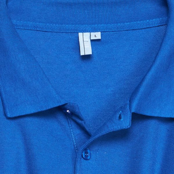 Polera Pique T/C Ml Hombre Azul francia - Imagen 4
