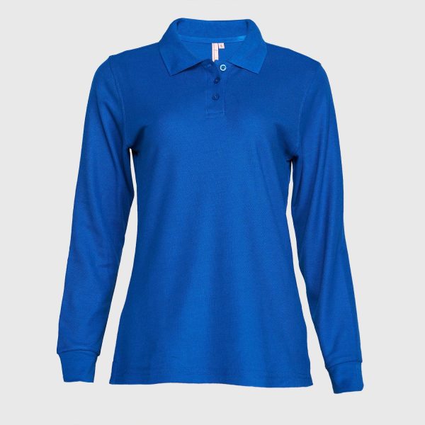 Polera Pique T/C Ml Mujer Azul Francia